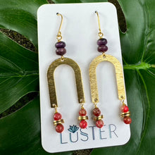 Load image into Gallery viewer, Brass and Stone Statement Earrings