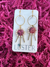 Load image into Gallery viewer, Gold Brass + Stone Statement Earrings