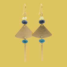 Load image into Gallery viewer, Stone + Brass Lightweight Unique Statement Earrings