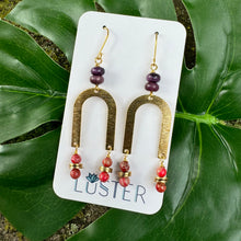 Load image into Gallery viewer, Brass and Stone Statement Earrings