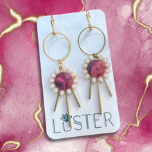 Load image into Gallery viewer, Gold Brass + Stone Statement Earrings