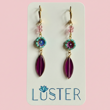 Load image into Gallery viewer, Brass and Czech Glass Flower Unique Statement Earrings