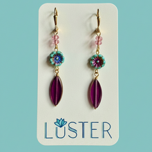 Load image into Gallery viewer, Brass and Czech Glass Flower Unique Statement Earrings