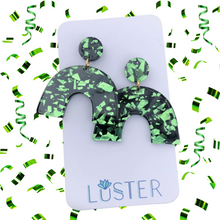 Load image into Gallery viewer, Green Confetti Drop Earrings