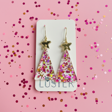 Load image into Gallery viewer, Pink Confetti Holiday Tree Earrings
