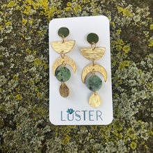 Load image into Gallery viewer, Celestial Brass + Stone Lightweight Earrings