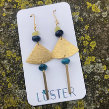 Load image into Gallery viewer, Stone + Brass Lightweight Unique Statement Earrings