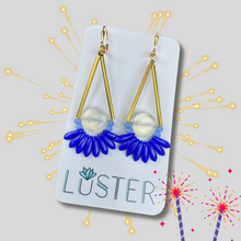 Load image into Gallery viewer, Gold Brass + Stone Statement Earrings