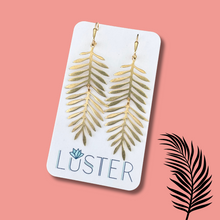 Load image into Gallery viewer, Brass Palm Frond Earrings