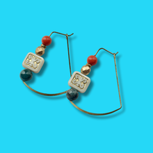 Load image into Gallery viewer, Gold Brass + Stone Lightweight Statement Earrings