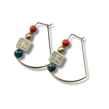 Load image into Gallery viewer, Gold Brass + Stone Lightweight Statement Earrings