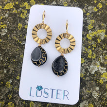 Load image into Gallery viewer, Brass and Czech Coin Dangle Earrings