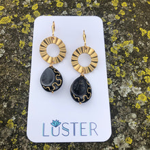 Load image into Gallery viewer, Brass and Czech Coin Dangle Earrings