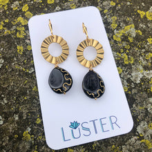 Load image into Gallery viewer, Brass and Czech Coin Dangle Earrings
