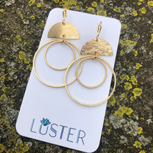 Load image into Gallery viewer, Brass Double Hoop Lightweight Statement Earrings