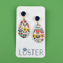 Load image into Gallery viewer, Floral Folk Art Drop Earrings
