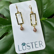 Load image into Gallery viewer, Brass and Stone Lightweight Earrings
