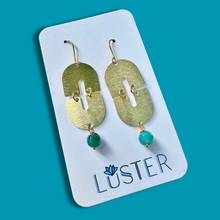 Load image into Gallery viewer, Stone + Brass Dangle Earrings
