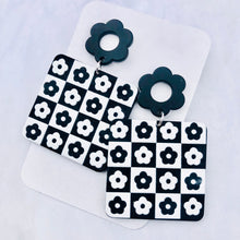 Load image into Gallery viewer, Floral Checkerboard Earrings
