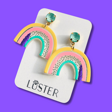 Load image into Gallery viewer, Spring Rainbow Happy Statement Earrings
