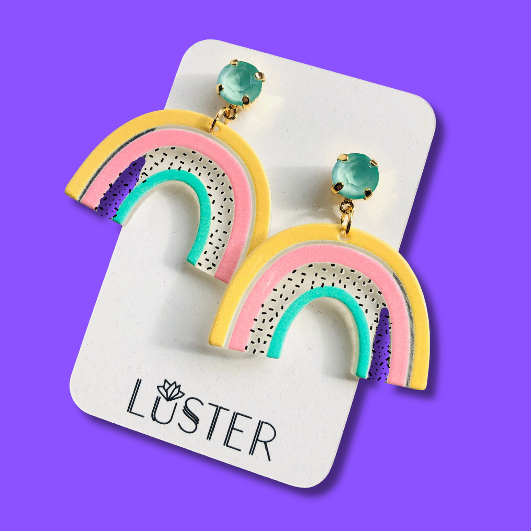 Spring Rainbow Happy Statement Earrings