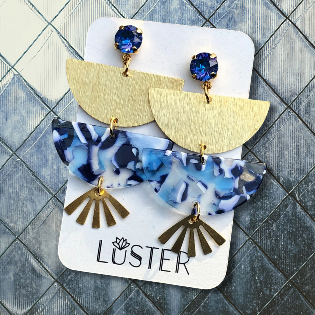 Bold Blues Unique Statement Earrings