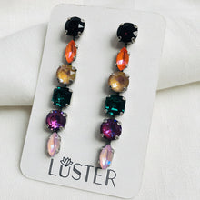 Load image into Gallery viewer, Multicolored gemstone earrings on a Luster branded card
