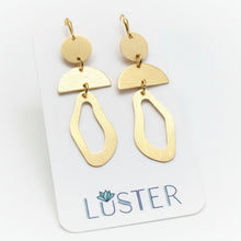 Load image into Gallery viewer, Brass Abstract Geometric Dangle Statement Earrings
