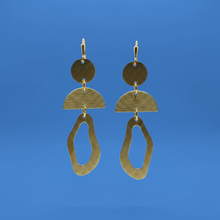 Load image into Gallery viewer, Brass Abstract Geometric Dangle Statement Earrings
