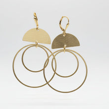 Load image into Gallery viewer, Brass Double Hoop Lightweight Statement Earrings
