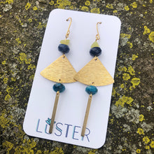 Load image into Gallery viewer, Stone + Brass Lightweight Unique Statement Earrings
