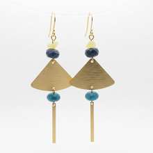 Load image into Gallery viewer, Stone + Brass Lightweight Unique Statement Earrings

