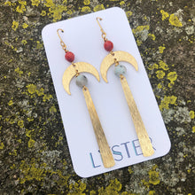 Load image into Gallery viewer, Stone + Brass Lightweight Statement Earrings
