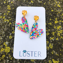 Load image into Gallery viewer, Confetti Heart Acrylic Love Statement Earrings
