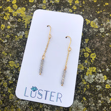 Load image into Gallery viewer, Labradorite + Brass Minimalist Earrings
