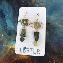 Load image into Gallery viewer, Brass + Stone Lightweight Statement Earrings
