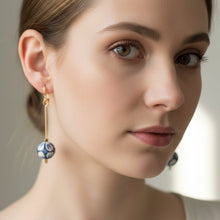 Load image into Gallery viewer, Brass + Porcelain Statement Earrings
