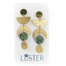 Load image into Gallery viewer, Celestial Brass + Stone Lightweight Earrings
