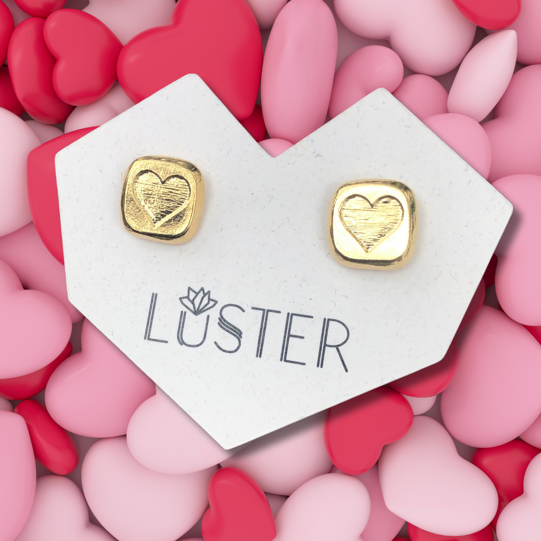 Brass Heart Studs