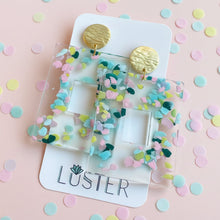 Load image into Gallery viewer, Confetti Square Hoop Earrings
