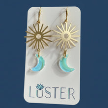 Load image into Gallery viewer, Celestial Crescent Moon Dangles
