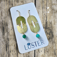 Load image into Gallery viewer, Stone + Brass Dangle Earrings
