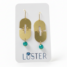 Load image into Gallery viewer, Stone + Brass Dangle Earrings
