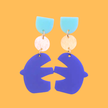 Load image into Gallery viewer, Acrylic + Brass Abstract Statement Earrrings
