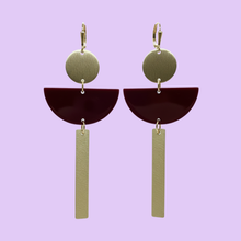 Load image into Gallery viewer, Brass + Acrylic Statement Earrings
