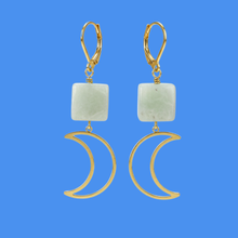 Load image into Gallery viewer, Crescent and Stone Statement Earrings
