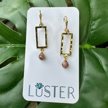 Load image into Gallery viewer, Brass and Stone Lightweight Earrings
