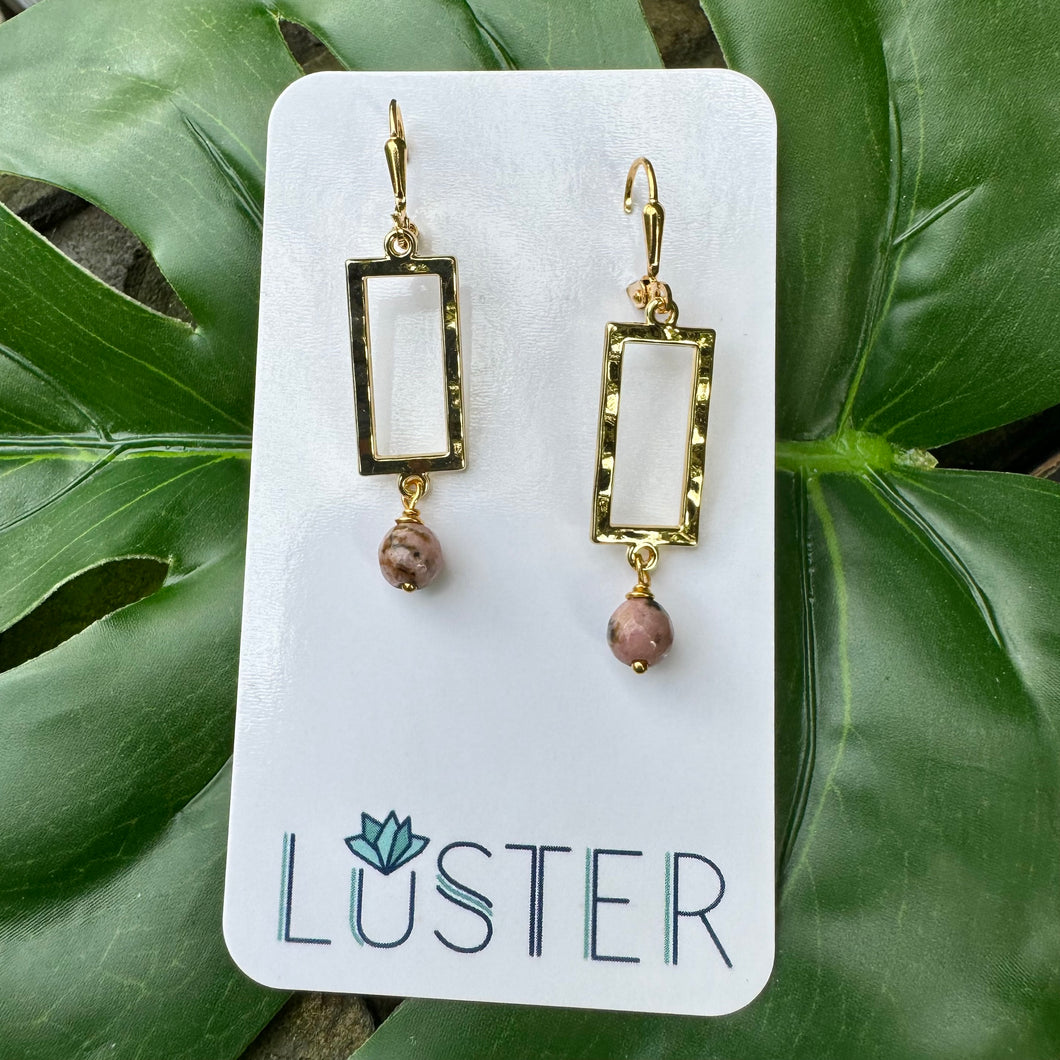 Brass and Stone Lightweight Earrings