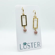 Load image into Gallery viewer, Brass and Stone Lightweight Earrings
