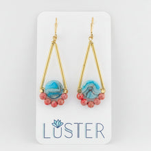 Load image into Gallery viewer, Gold Brass + Stone Lightweight Statement Unique Earrings
